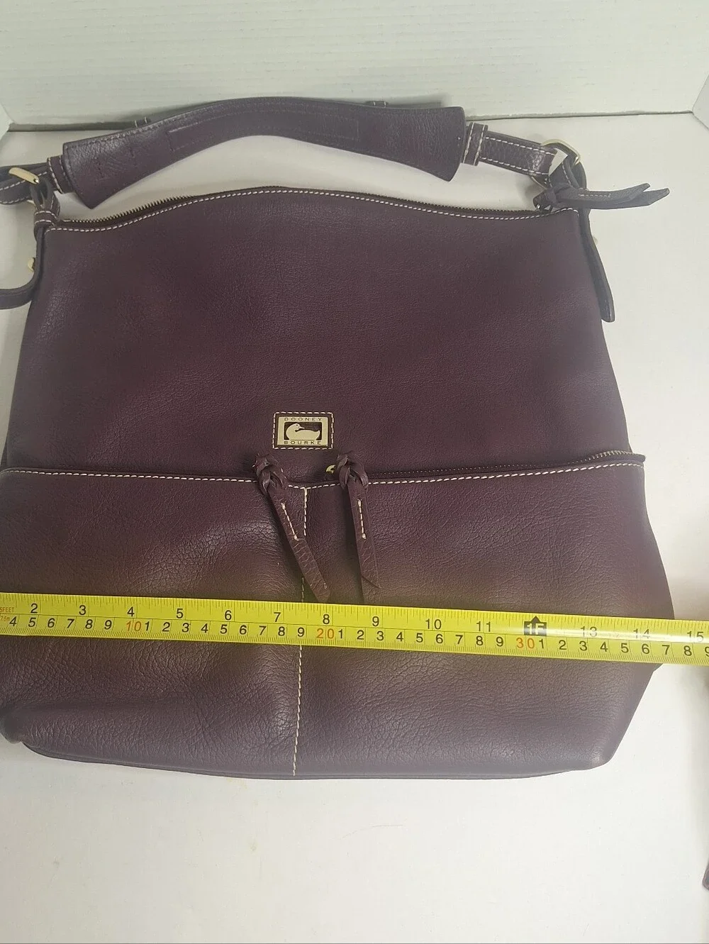 Dooney & Bourke Dillen Double Pocket Satchel Large Handbag Purse Purple Plum